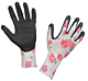 Garden Luminus Gartenhandschuhe mit weißer Handrückseite und Blumenprint und schwarzer Handinnenseite mit gummiertem Stoff für einen optimalen Grip