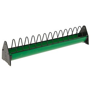 Grüner Futtertrog für Geflügel 50 cm lang und 7 cm breit, zur Essensaufnahme, zur stressfreien Futteraufnahme, mit einzelnen Parzellen durch Gitterstäbe
