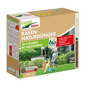 Rasen Naturdünger von Cuxin DCM, organischer Dünger mit Langzeitwirkung, für dichtes grünes Gras, Moos und Unkraut werden verdrängt, 3 kg Packung für ca. 65m²
