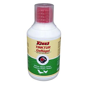 Gesundheitstinktur gegen Verschmutzung des Tränkenwassers, für Geflügel, Gänse, Hühner, Puten, Fasane, Tauben, Enten, 300ml weiße Flasche mit rotem Deckel plus Messbecher