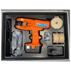Set Meta FB-350 Bindegerät Hana R-Binder in Orange, mit Bindedrahtrollen, Akkus und Ladegeräten