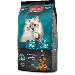 Packung Leonardo Adult Fish 1,8 kg – Trockenfutter mit Lachs, Meeresfischmehl, Krill und Chiasaat für erwachsene Katzen, unterstützt Haut- und Fellgesundheit.