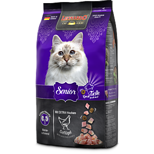 Packung Leonardo Senior 1,8 kg – leicht verdauliches Trockenfutter mit Geflügel, Reis, Chiasaat und Krill – speziell formuliert für ältere Katzen.