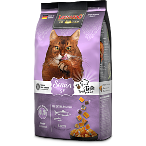 Packung Leonardo Senior GF 1,8 kg – getreidefreies Lachs-Trockenfutter mit Amaranth, Krill & Chiasaat, speziell formuliert für ältere, sensible Katzen, nierenschonend.