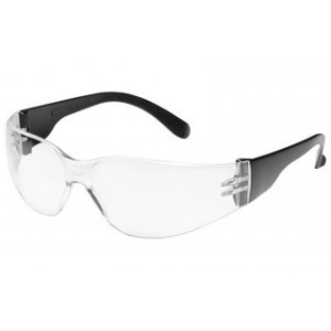 Durchsichtige Schutzbrille mit Polycarbonat und schwarzem Gestell, zum Schutz der Augen bei Handwerksarbeiten oder im Gewerbe etc.