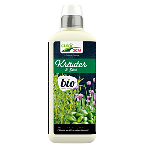 Flüssigdünger für Kräuter und Salat von Cuxin DCM, für aromatische, leckere Kräuter und Salate, für den biologischen Landbau geeignet, helle 0,8 Liter Flasche mit Dosierkappe