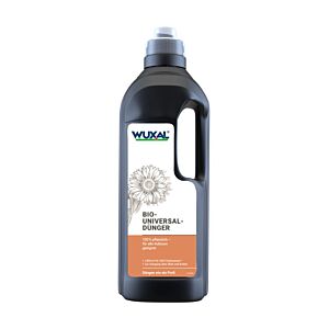Bio Universaldünger von Wuxal in schwarzer Flasche mit Messdeckel, 100% pflanzlich, für alle Kulturen geeignet